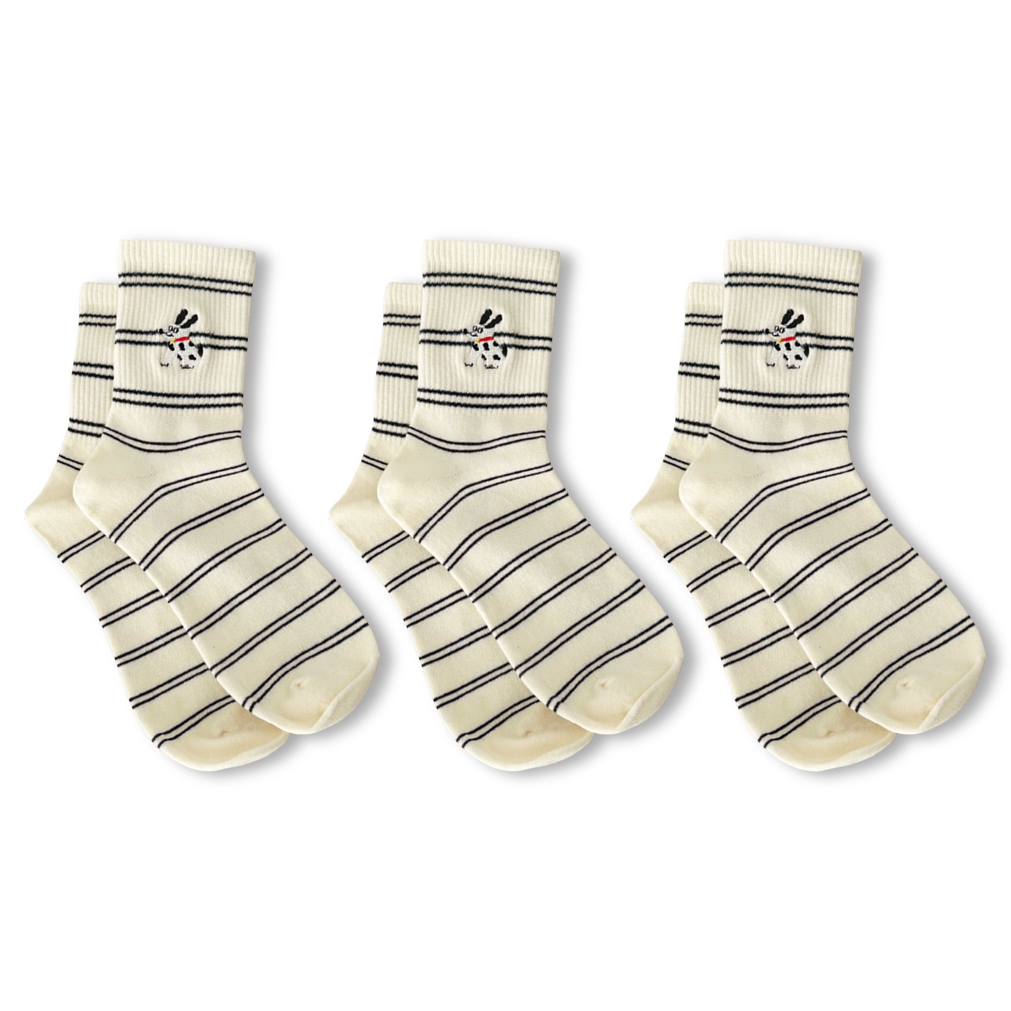 Anna-Kaci Womens Cotton Blend Crew Socks 3 Pair Soft Ribbed Knit Casual Everyday Socks