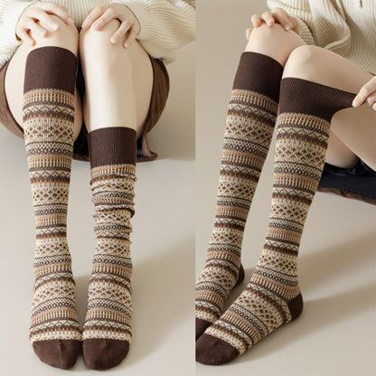 Anna-Kaci Women's 3-Pair Pack Knee-High Warm Socks with Vintage Stripe Design