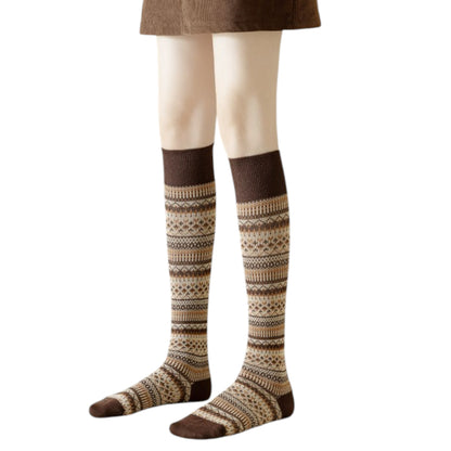 Anna-Kaci Women's 3-Pair Pack Knee-High Warm Socks with Vintage Stripe Design