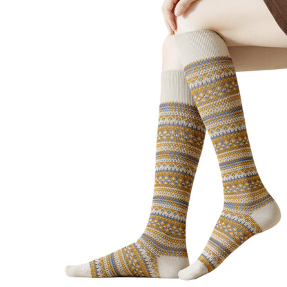 Anna-Kaci Women's 3-Pair Pack Knee-High Warm Socks with Vintage Stripe Design