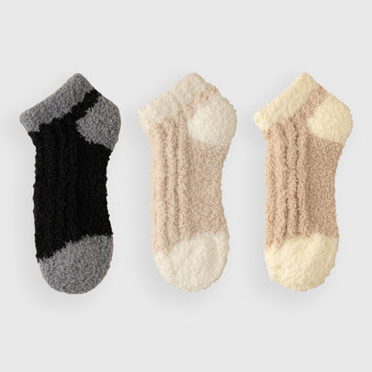 Anna-Kaci Women's 3-Pair Ultra-Soft Fuzzy Ankle Socks with Cozy Textured Design US 5¨C10