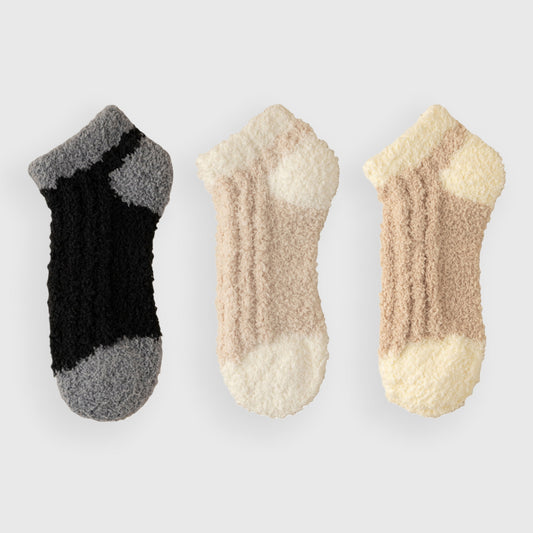 Anna-Kaci Women's 3-Pair Ultra-Soft Fuzzy Ankle Socks with Cozy Textured Design US 5¨C10