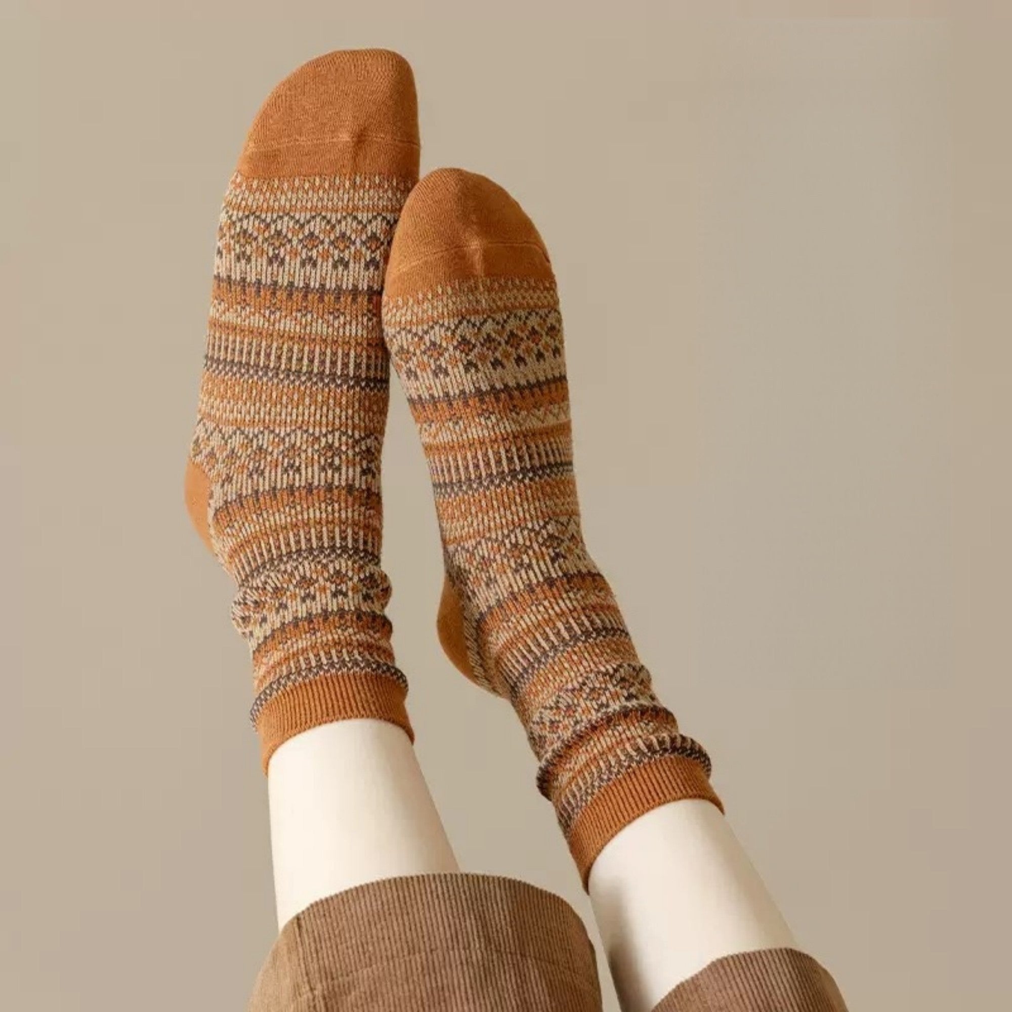Anna-Kaci Women's 5-Pair Vintage Patterned Crew Socks Gift Set with Soft Knit Fabric US 5¨C9