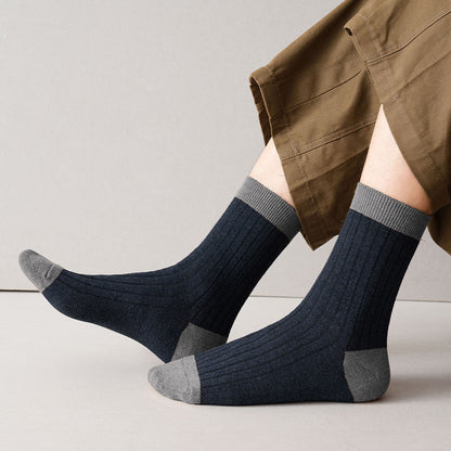 Anna-Kaci 6pk Men's Contrast - Color Ribbed Crew Socks - Non - Binding & Stay - Up
