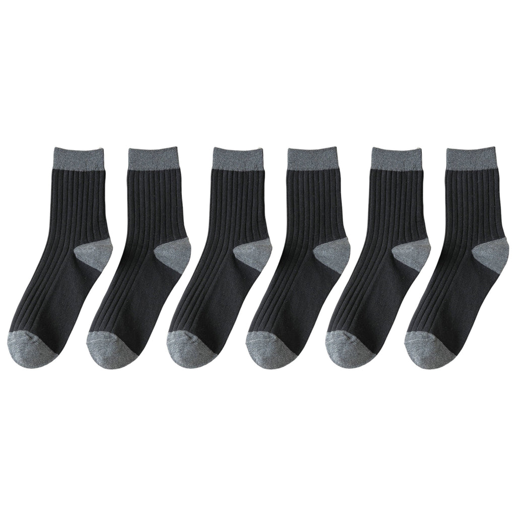 Anna-Kaci 6pk Men's Contrast - Color Ribbed Crew Socks - Non - Binding & Stay - Up