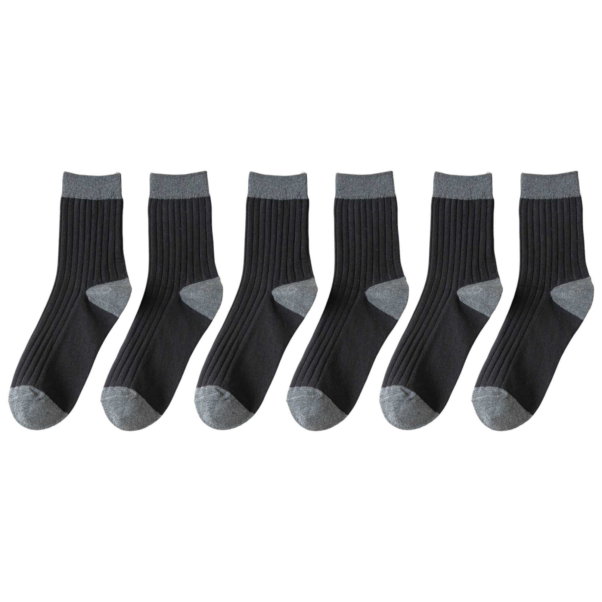 Anna-Kaci 6pk Men's Contrast - Color Ribbed Crew Socks - Non - Binding & Stay - Up