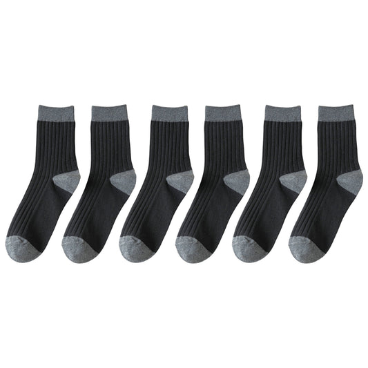 Anna-Kaci 6pk Men's Contrast - Color Ribbed Crew Socks - Non - Binding & Stay - Up