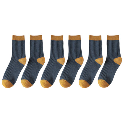 Anna-Kaci 6pk Men's Contrast - Color Ribbed Crew Socks - Non - Binding & Stay - Up