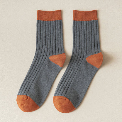 Anna-Kaci 6pk Men's Contrast - Color Ribbed Crew Socks - Non - Binding & Stay - Up