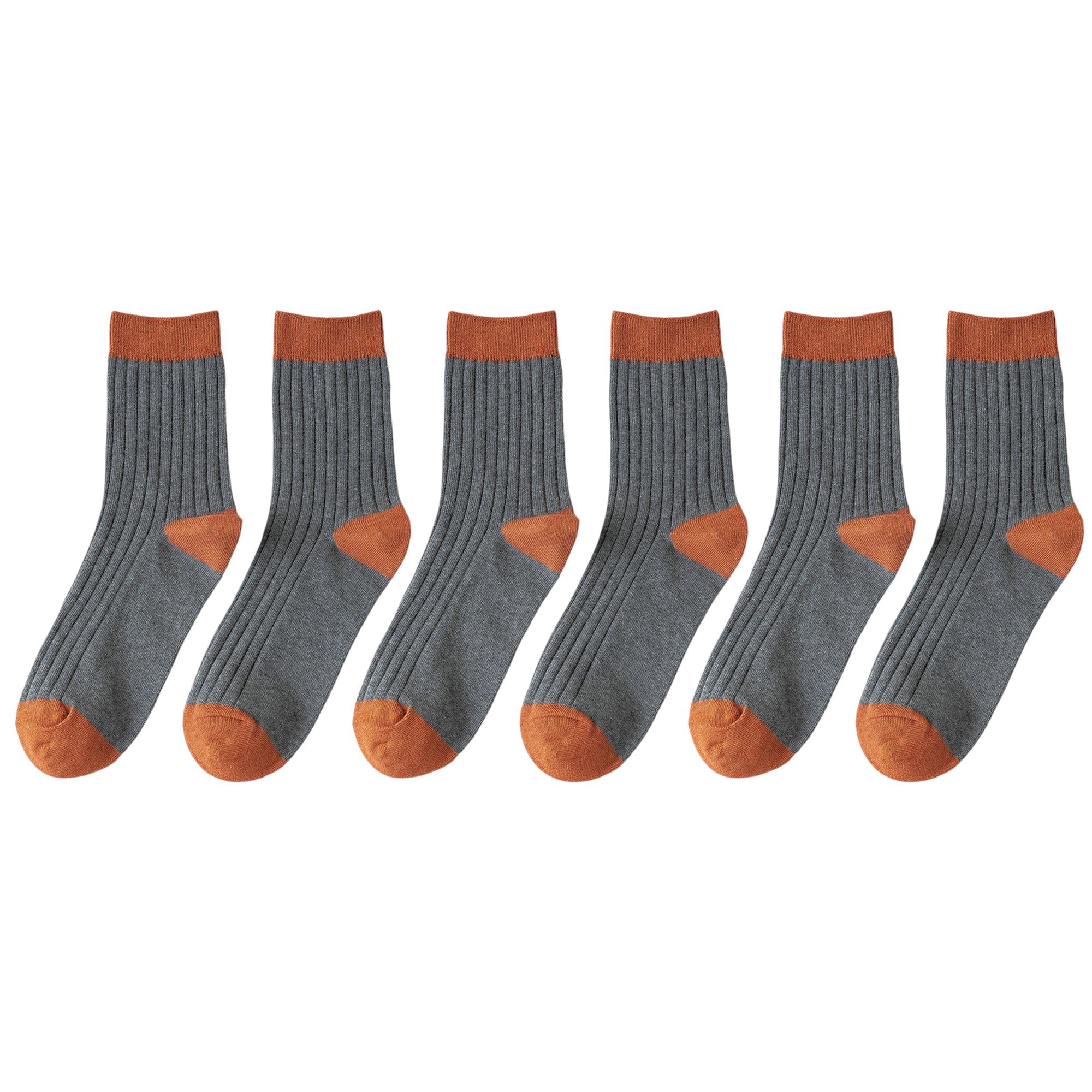 Anna-Kaci 6pk Men's Contrast - Color Ribbed Crew Socks - Non - Binding & Stay - Up