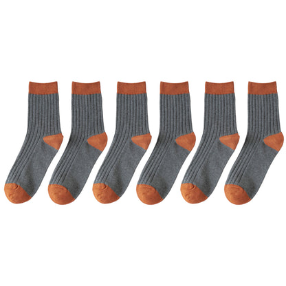 Anna-Kaci 6pk Men's Contrast - Color Ribbed Crew Socks - Non - Binding & Stay - Up
