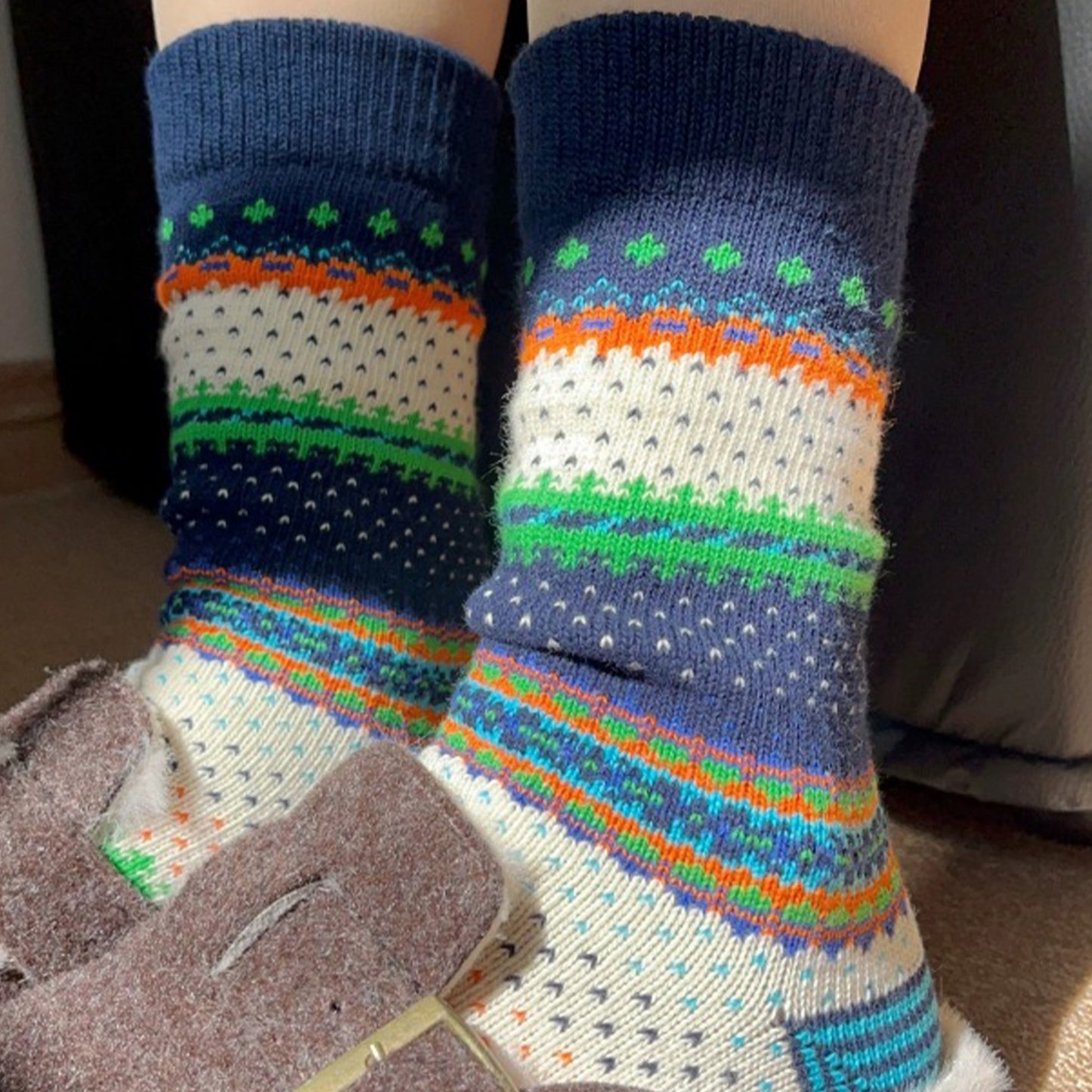 Anna-Kaci Women's 3-Pack Retro Cotton Crew Socks Soft Breathable Mid Calf Warm Everyday Wear