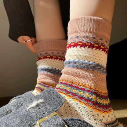 Anna-Kaci Women's 3-Pack Retro Cotton Crew Socks Soft Breathable Mid Calf Warm Everyday Wear
