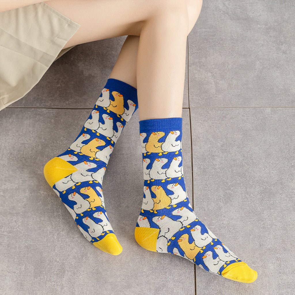 Anna-Kaci Womens Cotton Blend Crew Socks 2 Pair Pack Fun Pattern Casual Everyday Socks