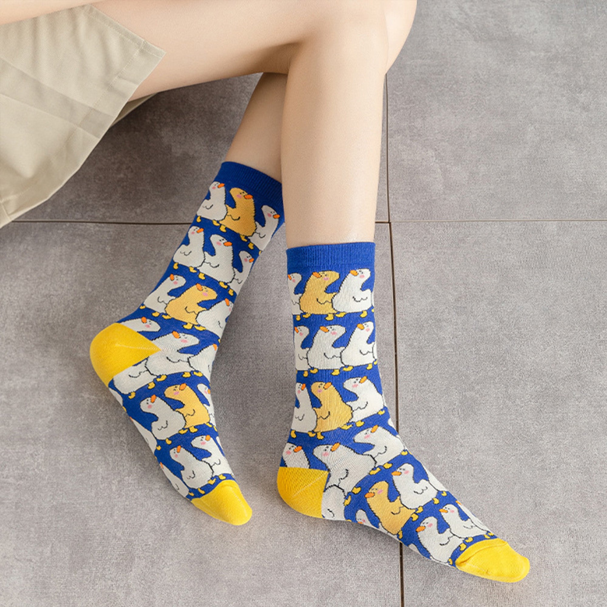 Anna-Kaci Womens Cotton Blend Crew Socks 2 Pair Pack Fun Pattern Casual Everyday Socks
