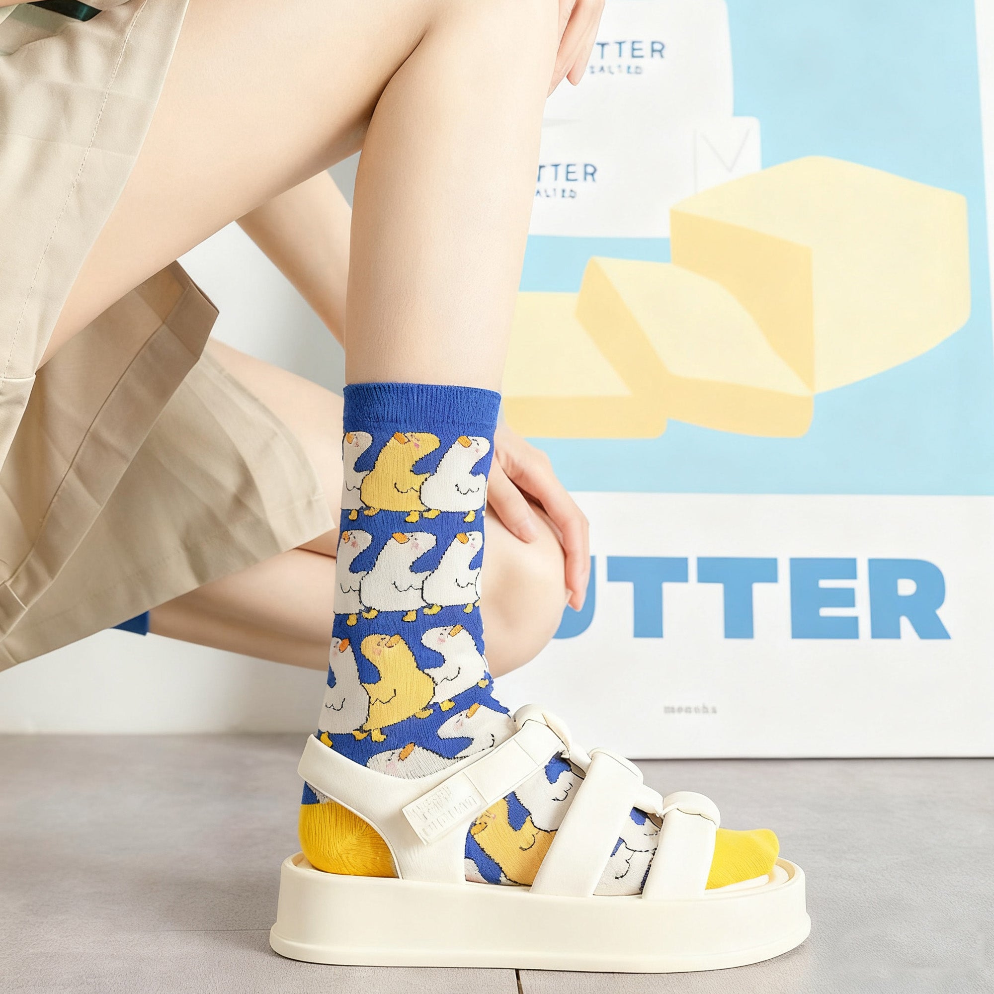 Anna-Kaci Womens Cotton Blend Crew Socks 2 Pair Pack Fun Pattern Casual Everyday Socks