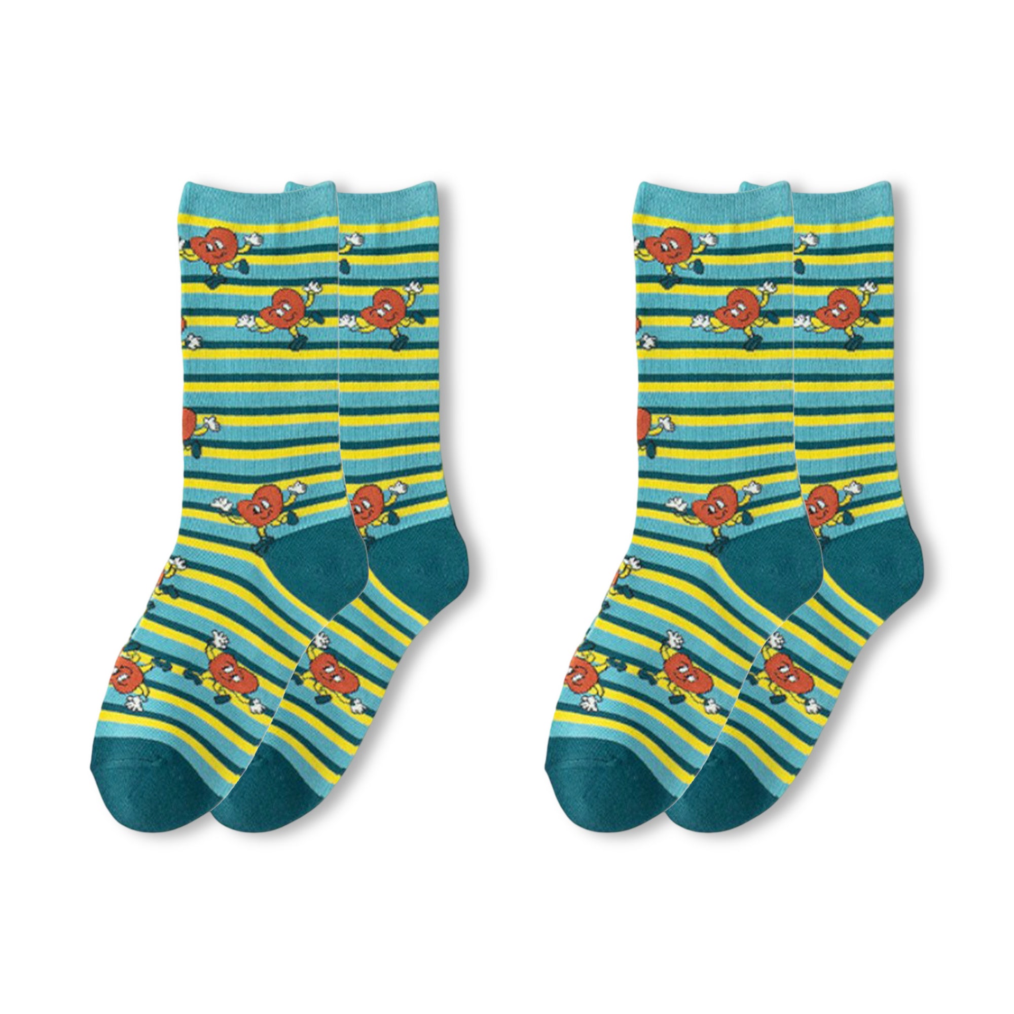 Anna-Kaci Womens Cotton Blend Crew Socks 2 Pair Pack Fun Pattern Casual Everyday Socks
