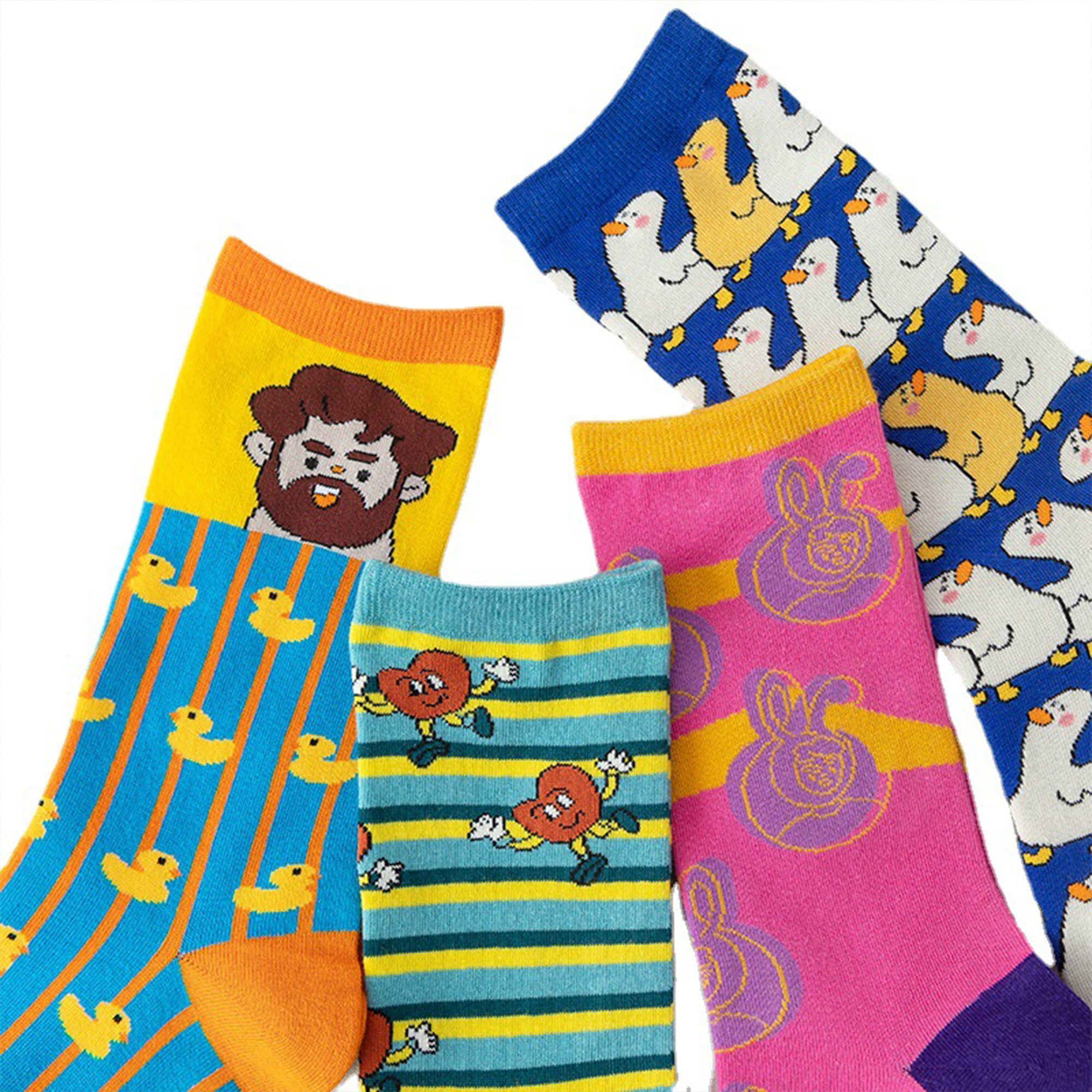 Anna-Kaci Womens Cotton Blend Crew Socks 2 Pair Pack Fun Pattern Casual Everyday Socks