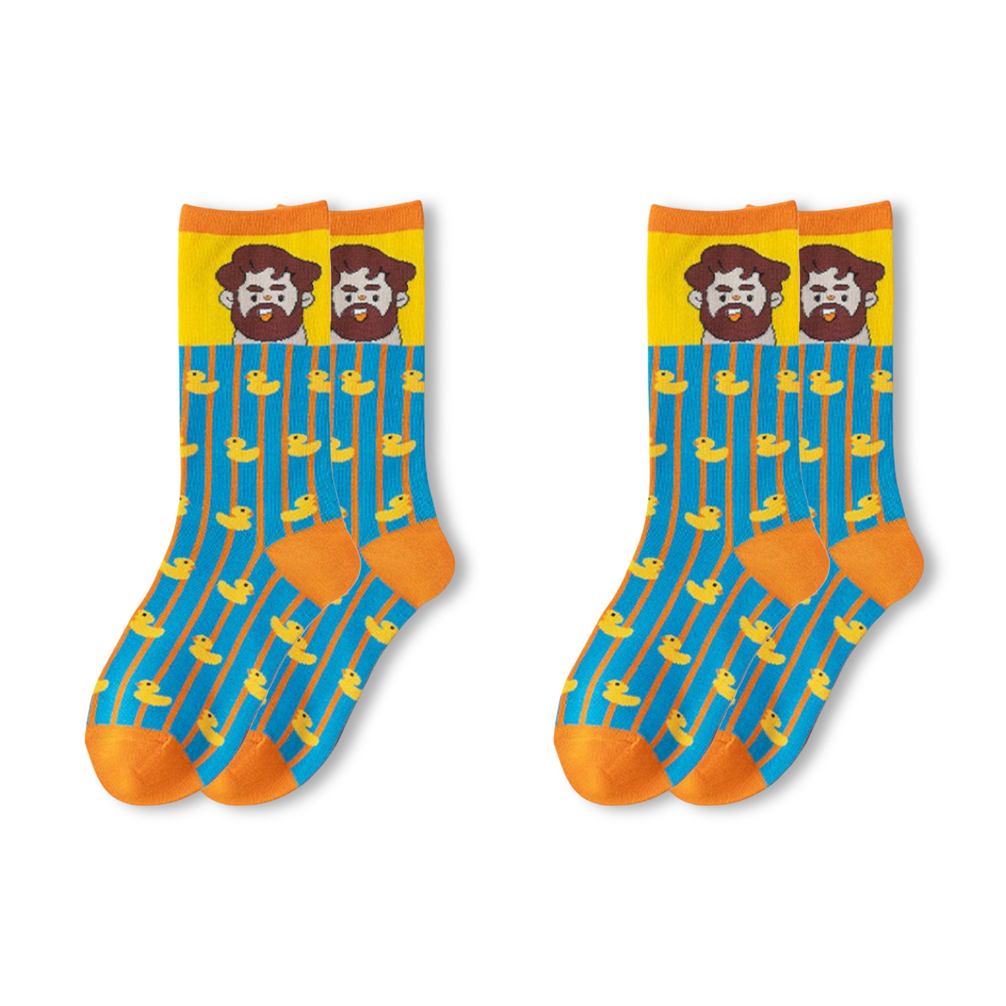 Anna-Kaci Womens Cotton Blend Crew Socks 2 Pair Pack Fun Pattern Casual Everyday Socks