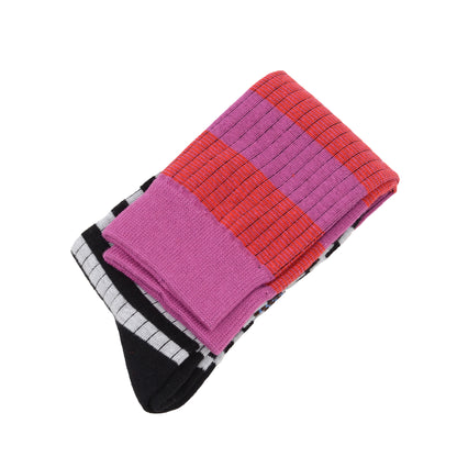 Anna-Kaci Women's 2 Pairs Striped Casual Sports Cotton Socks Soft Breathable Durable Everyday Comfort Fit