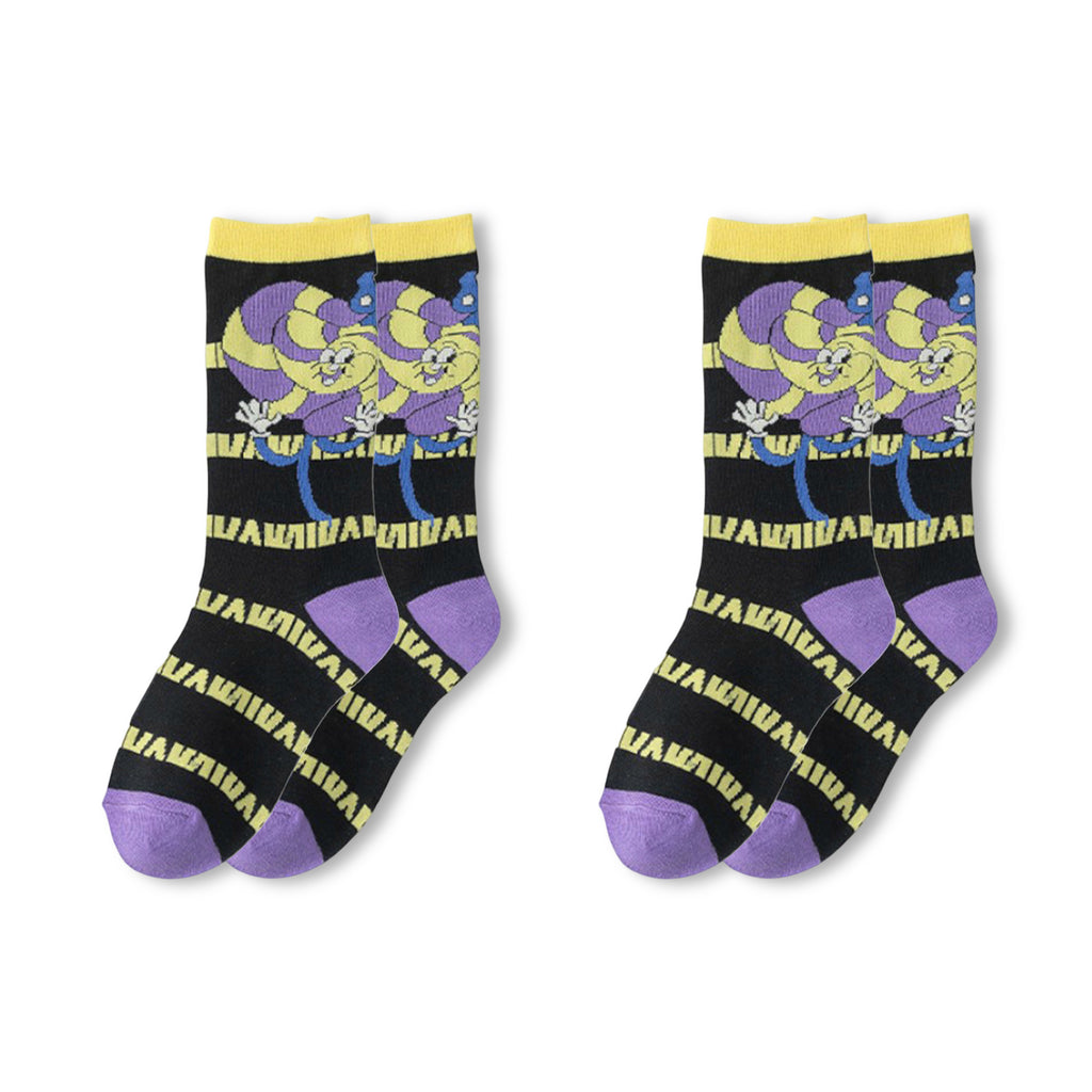 Anna-Kaci Womens Crew Socks 2 Pair Pack Soft Knit Fun Pattern Casual Socks