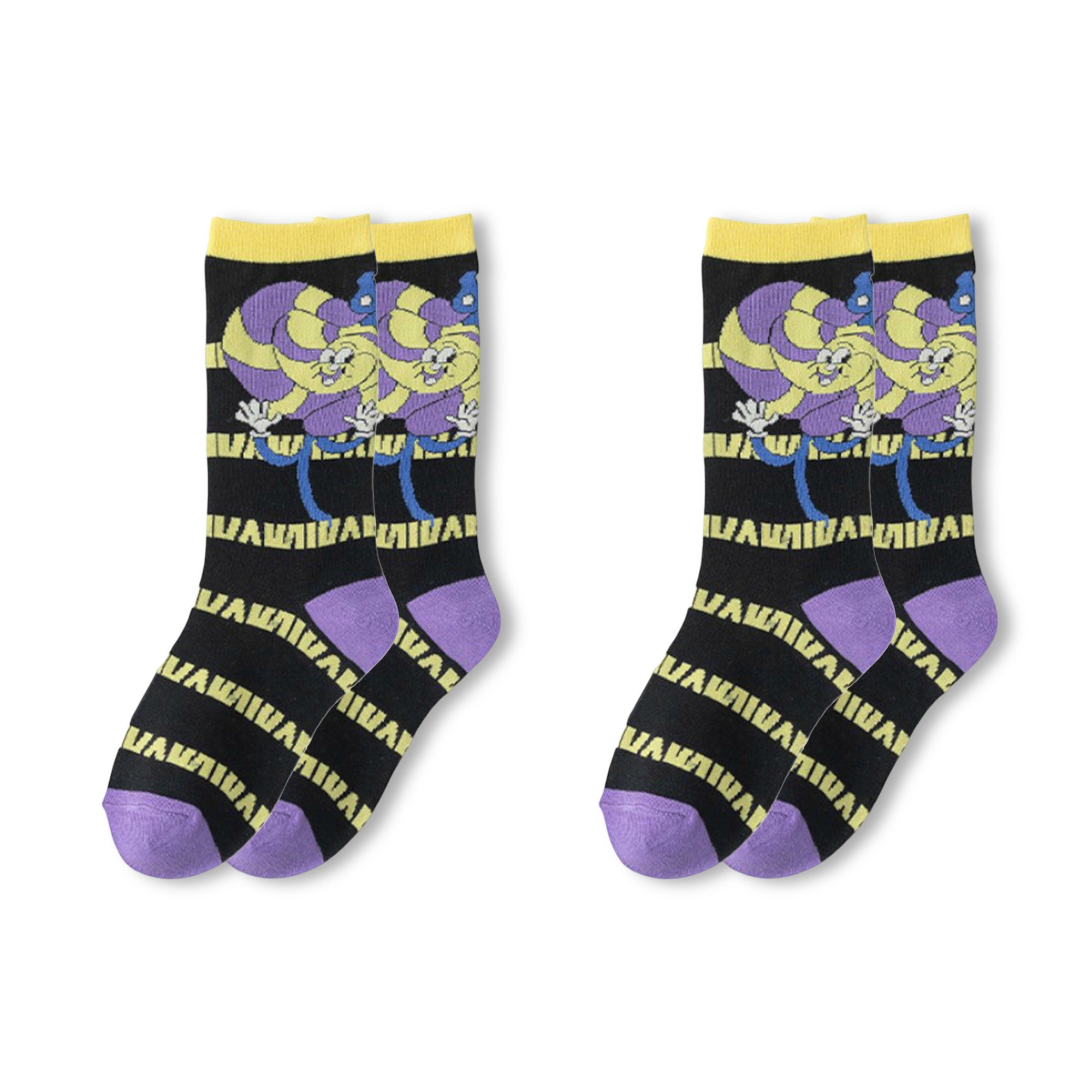 Anna-Kaci Womens Crew Socks 2 Pair Pack Soft Knit Fun Pattern Casual Socks