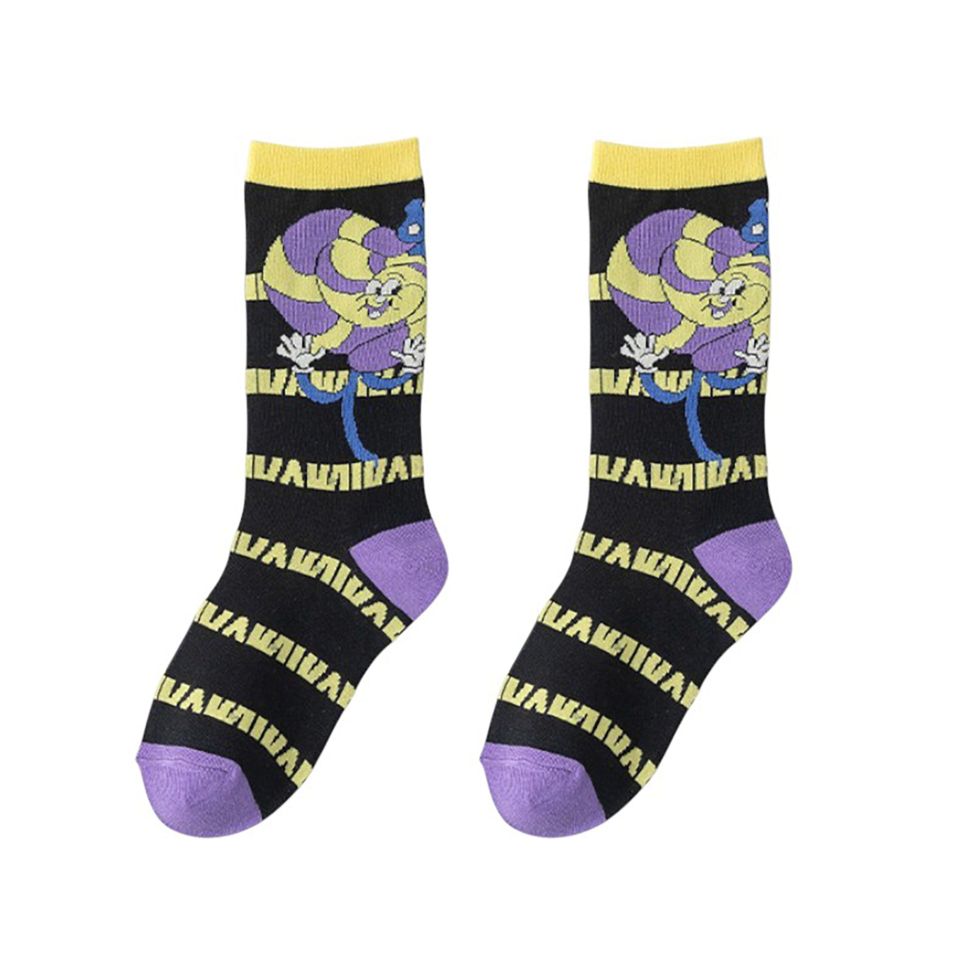 Anna-Kaci Women's Trendy Cotton Socks 2-Pack Colorful Patterned Casual Design Breathable Soft
