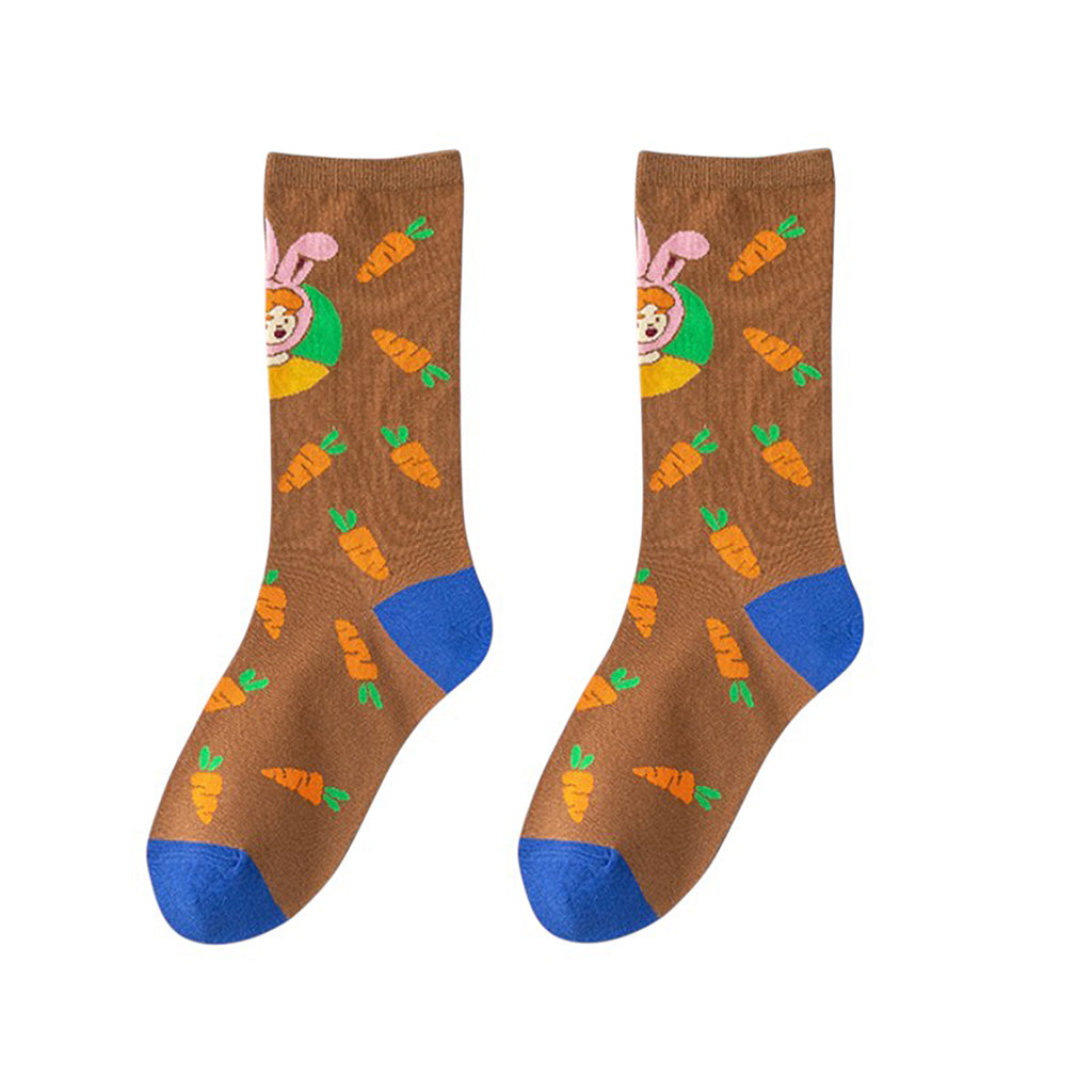 Anna-Kaci Women's Trendy Cotton Socks 2-Pack Colorful Patterned Casual Design Breathable Soft