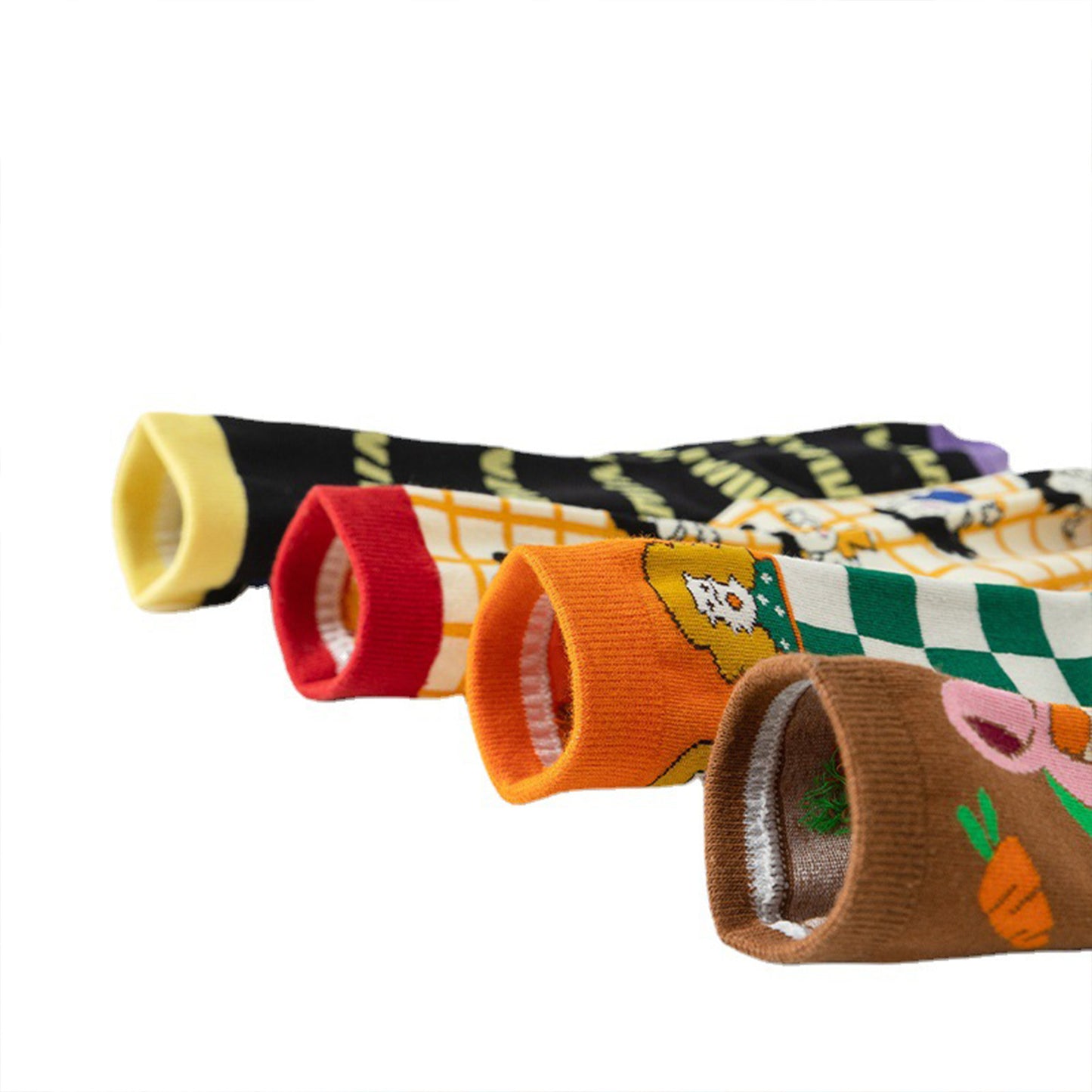 Anna-Kaci Women's Trendy Cotton Socks 2-Pack Colorful Patterned Casual Design Breathable Soft