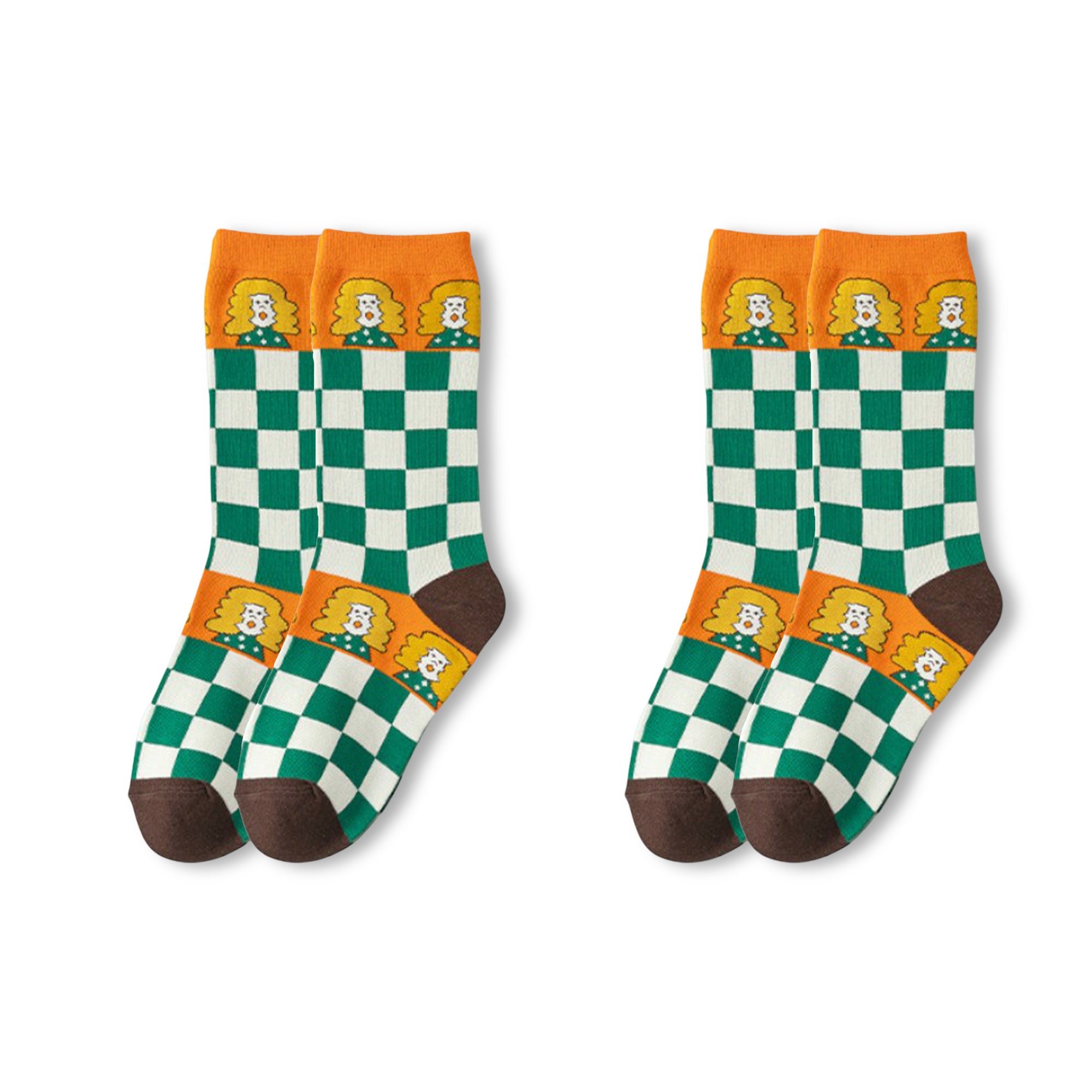 Anna-Kaci Womens Crew Socks 2 Pair Pack Soft Knit Fun Pattern Casual Socks