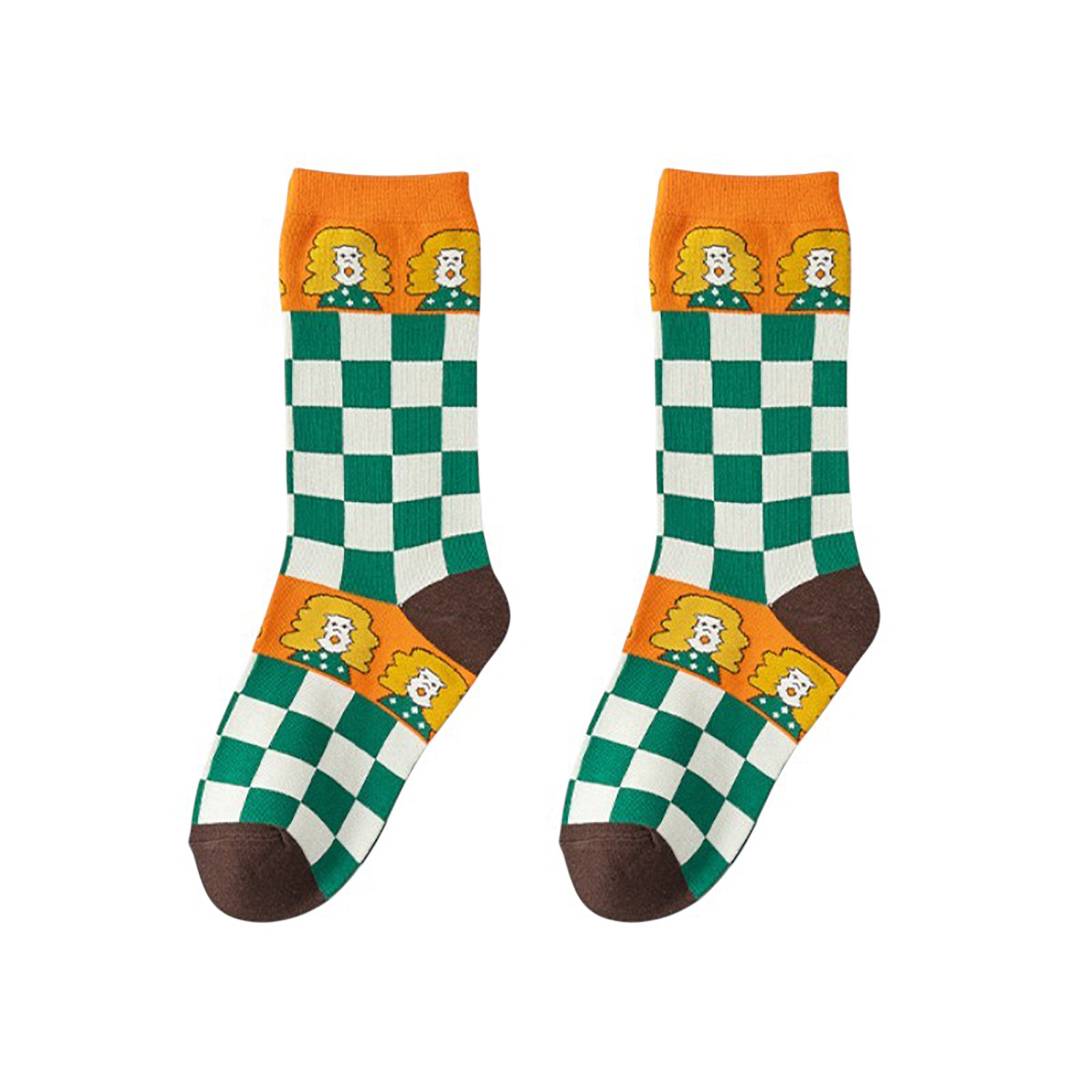 Anna-Kaci Women's Trendy Cotton Socks 2-Pack Colorful Patterned Casual Design Breathable Soft
