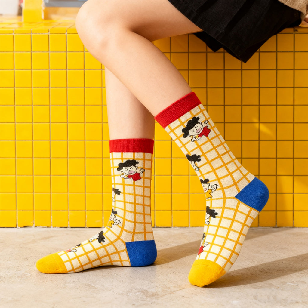 Anna-Kaci Womens Crew Socks 2 Pair Pack Soft Knit Fun Pattern Casual Socks
