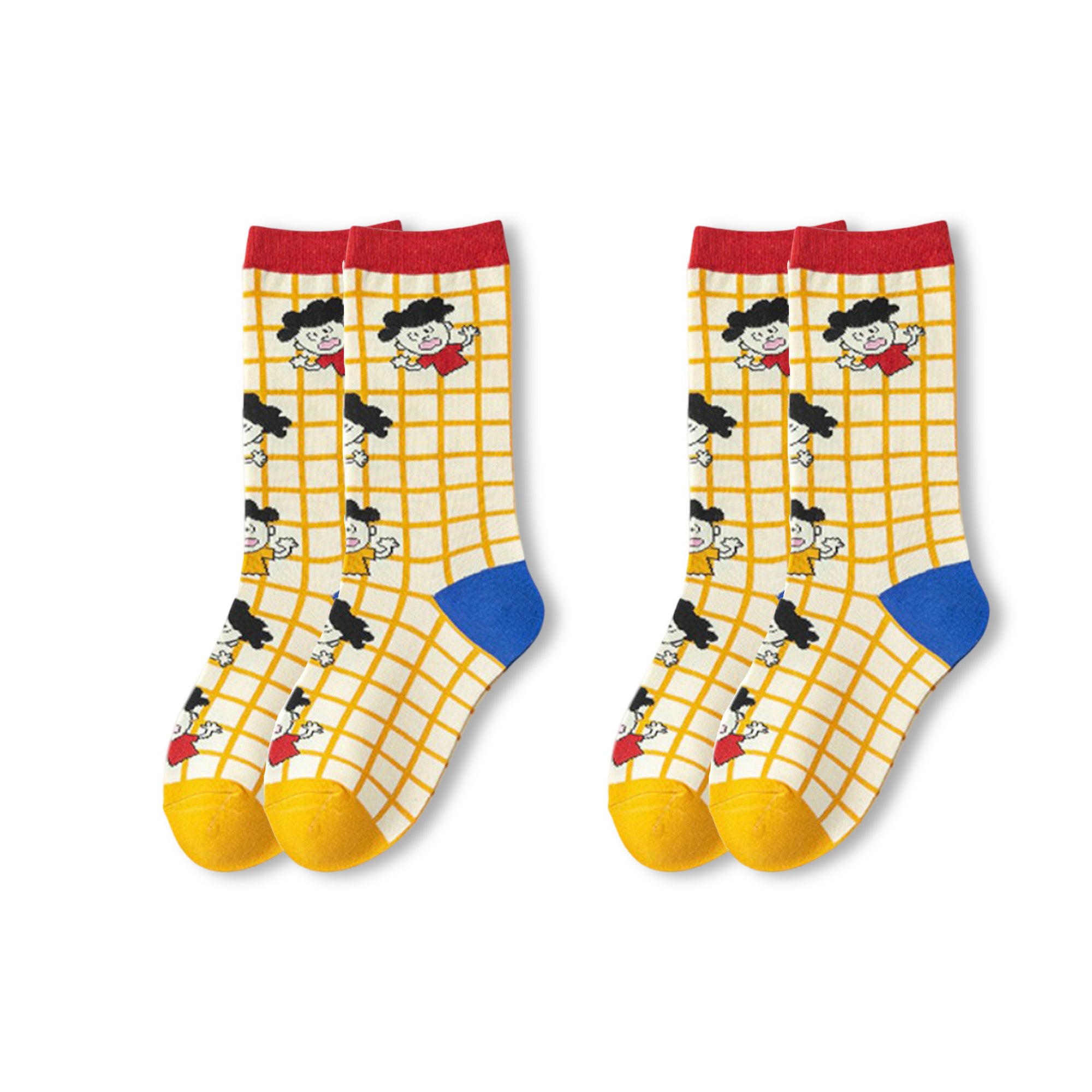 Anna-Kaci Womens Crew Socks 2 Pair Pack Soft Knit Fun Pattern Casual Socks