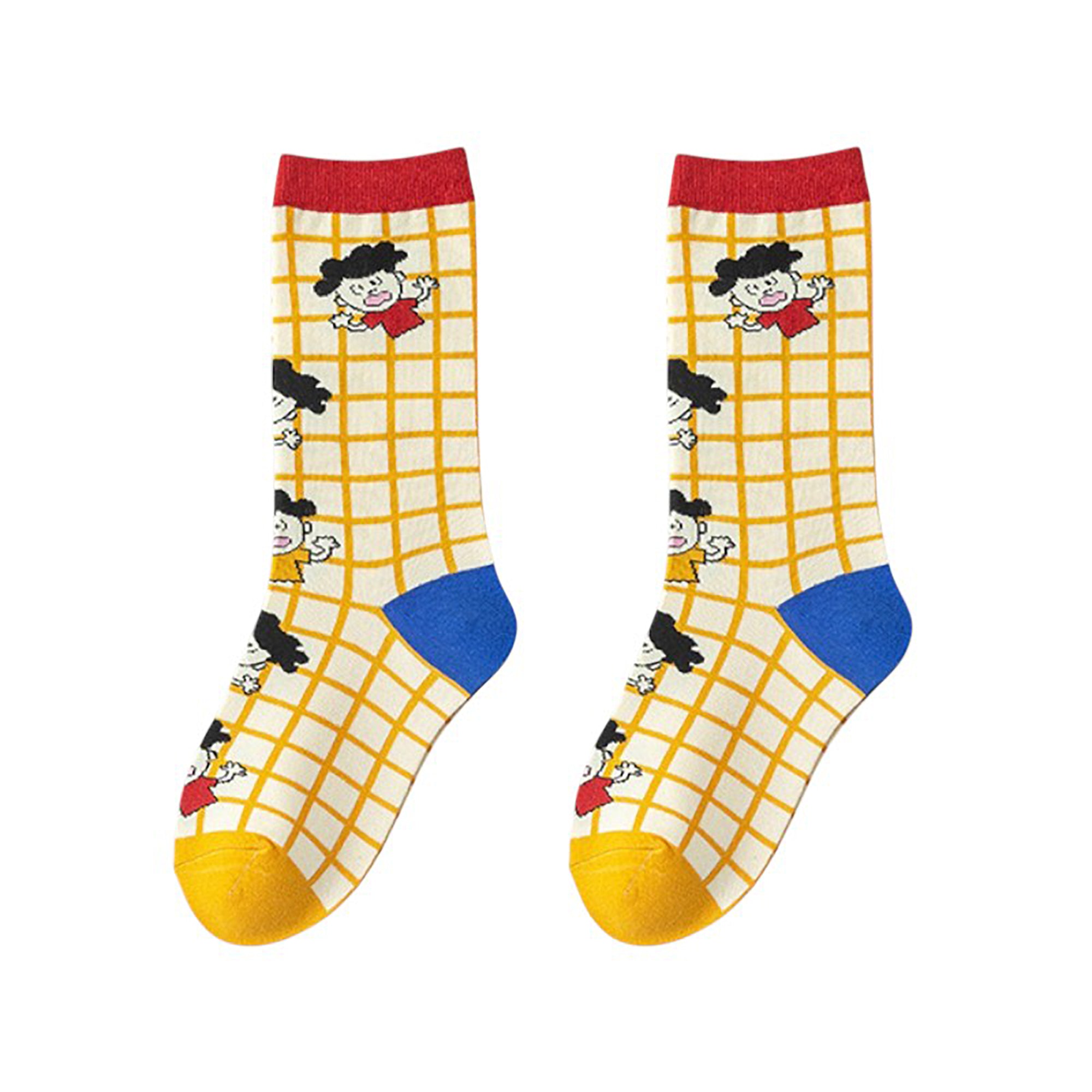 Anna-Kaci Women's Trendy Cotton Socks 2-Pack Colorful Patterned Casual Design Breathable Soft