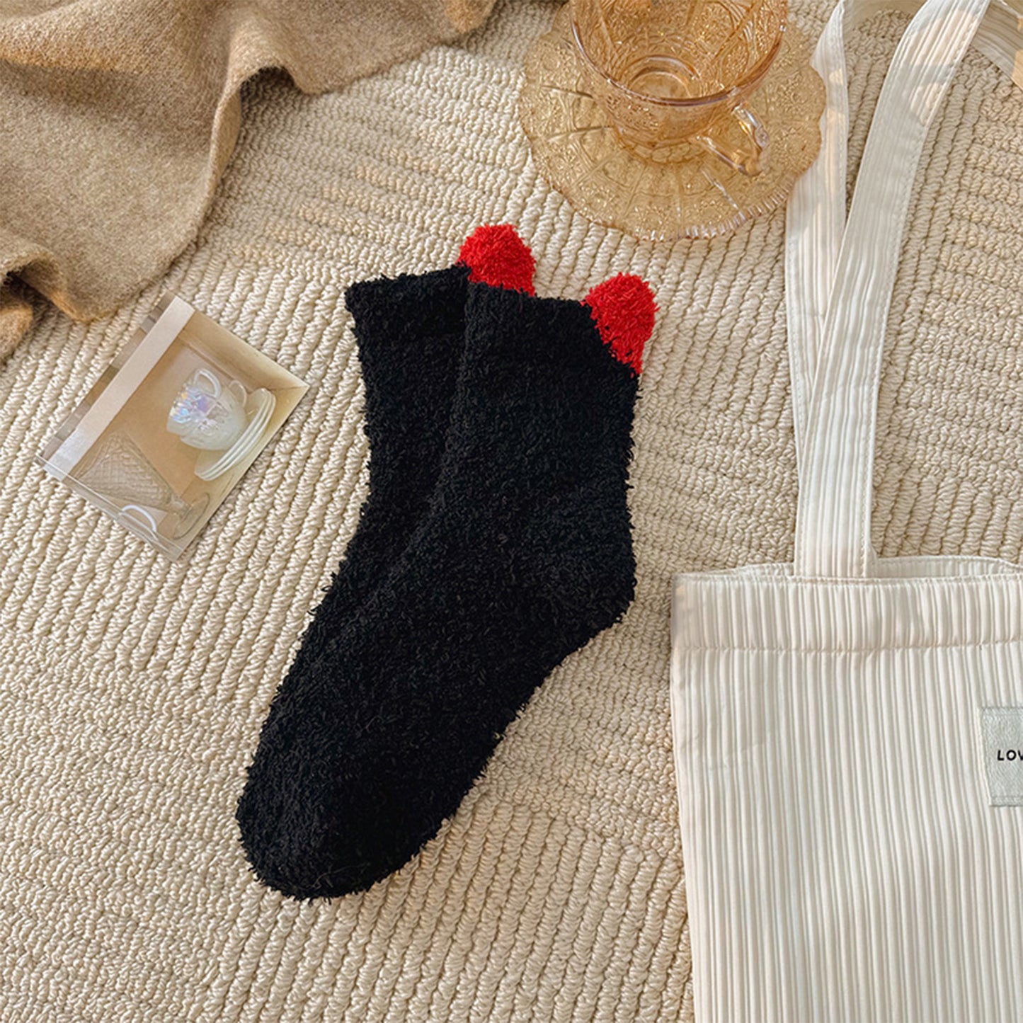 Anna-Kaci Women's 3 Pairs Coral Fleece Home Sleep Socks Warm Plush Indoor Cozy Socks