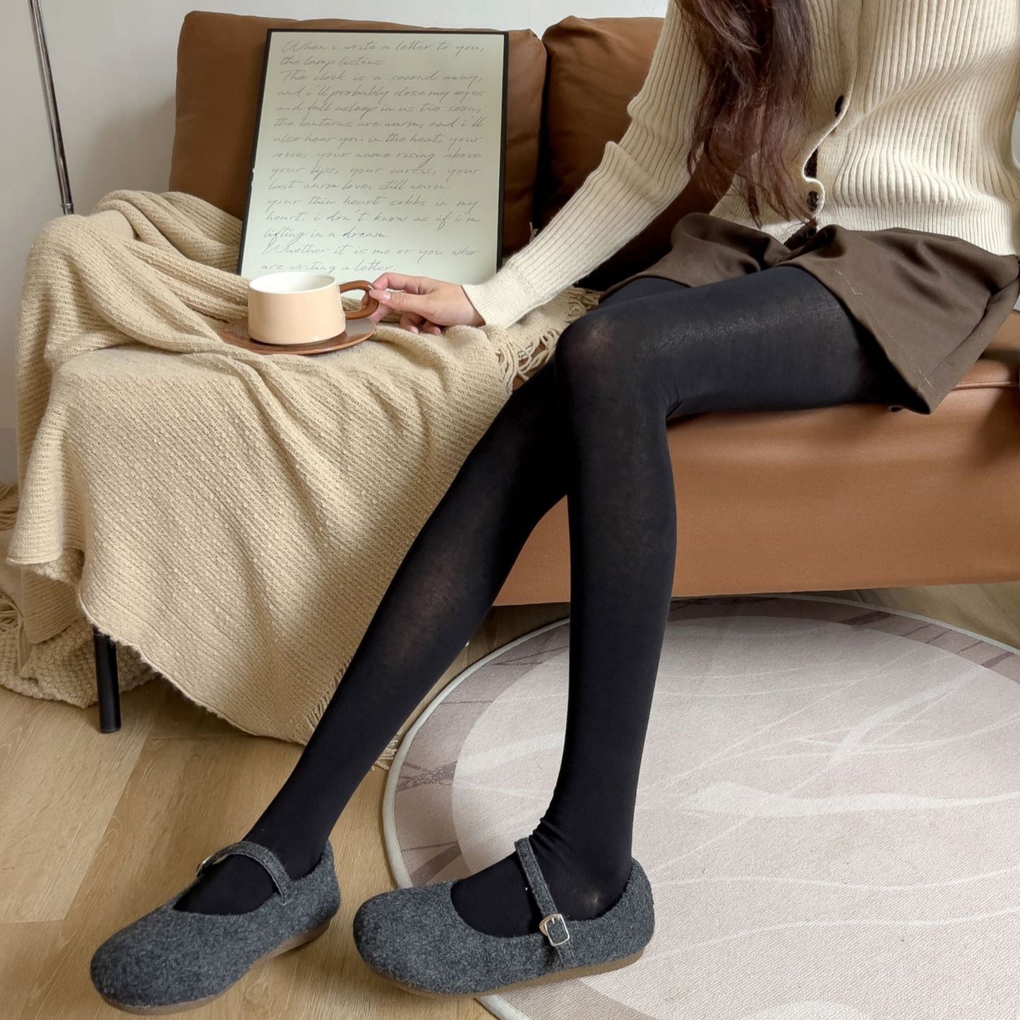 Anna-Kaci Women's Opaque Stretch Tights with Soft Elastic Waistband and Smooth Finish