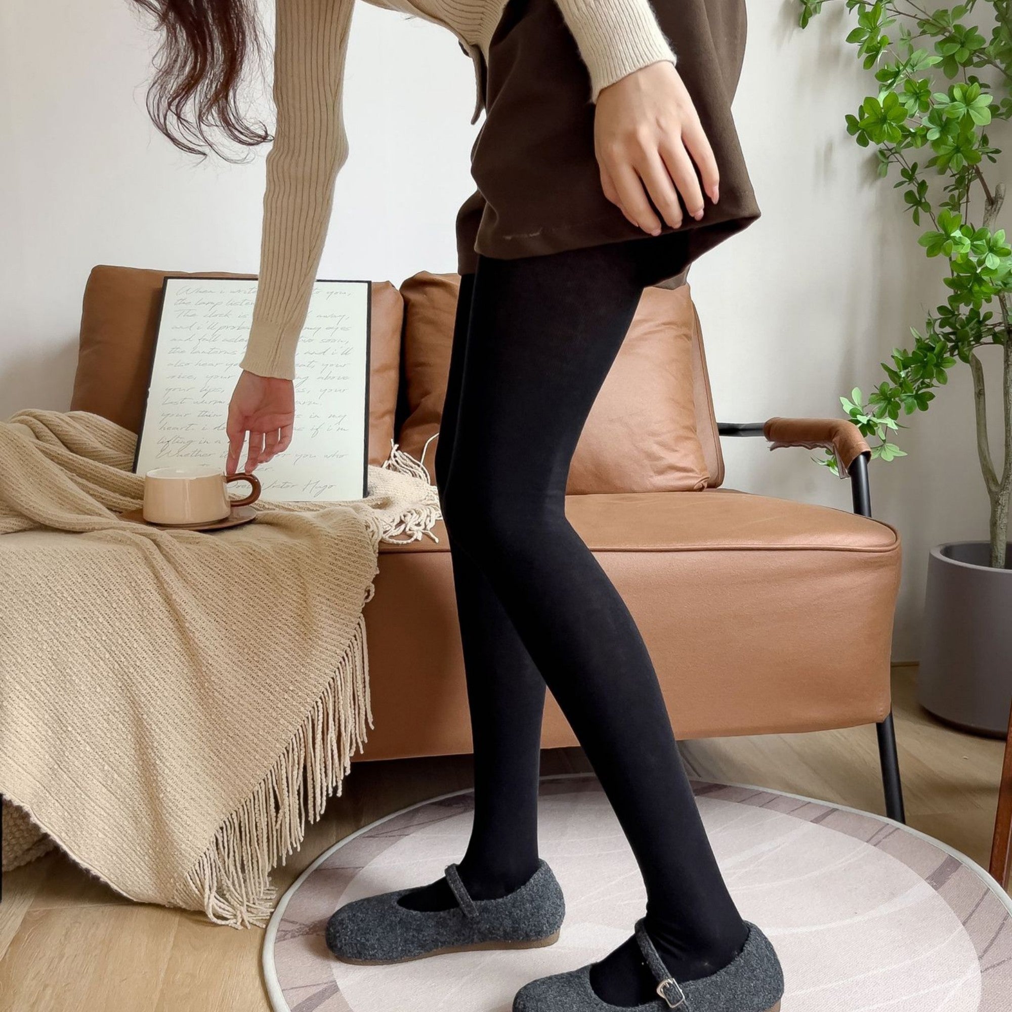 Anna-Kaci Women's Opaque Stretch Tights with Soft Elastic Waistband and Smooth Finish