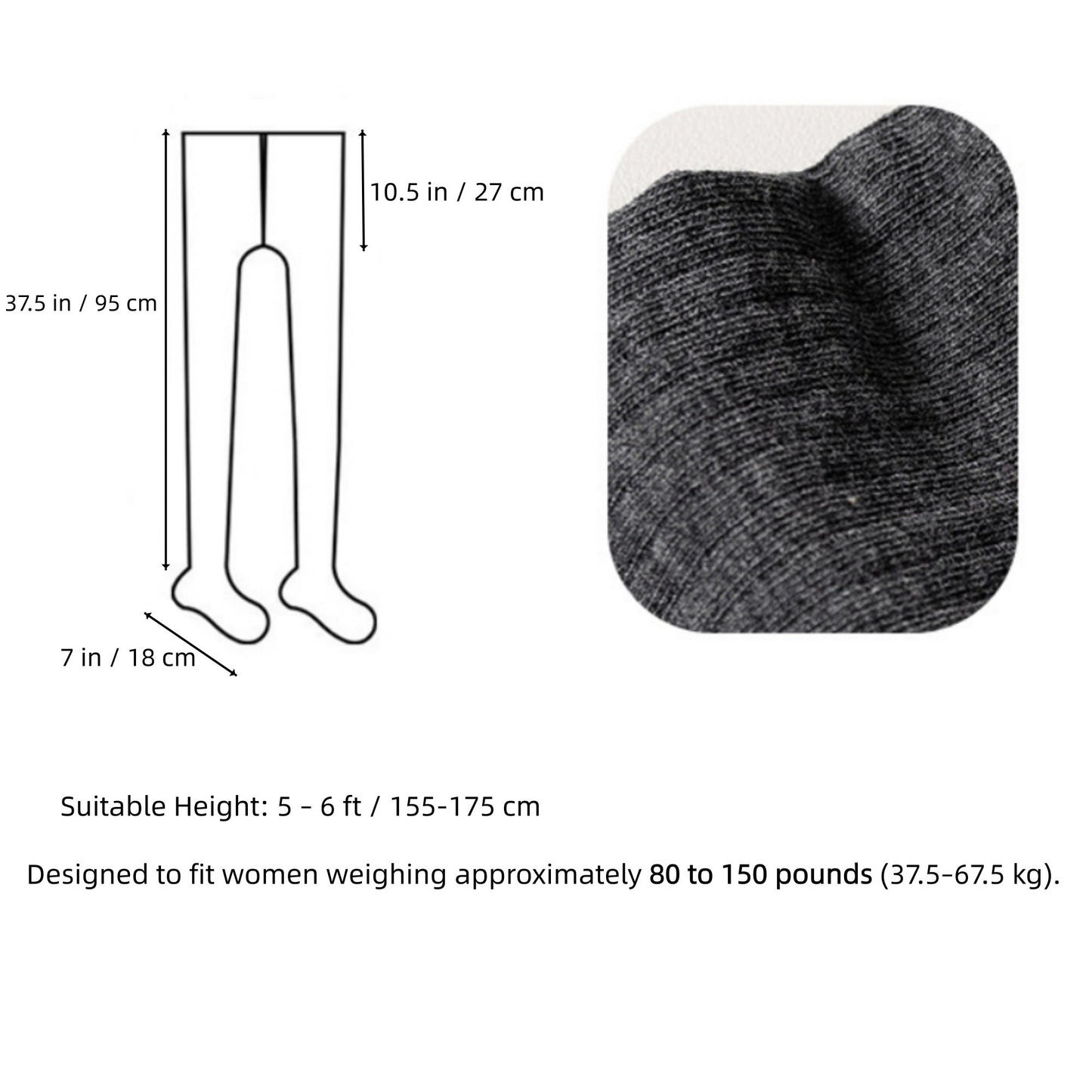 Anna-Kaci Women's Ribbed Knit Opaque Tights with Soft Stretch Fabric and Elastic Waistband