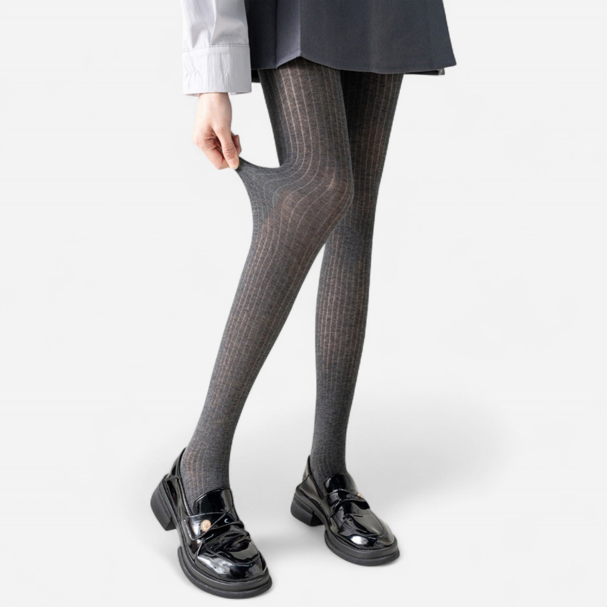Anna-Kaci Women's Ribbed Knit Opaque Tights with Soft Stretch Fabric and Elastic Waistband