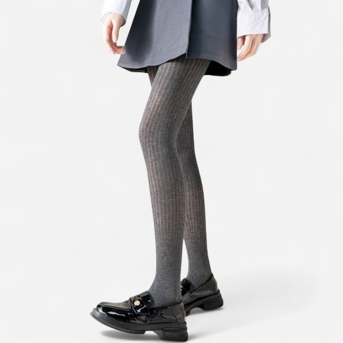 Anna-Kaci Women's Ribbed Knit Opaque Tights with Soft Stretch Fabric and Elastic Waistband