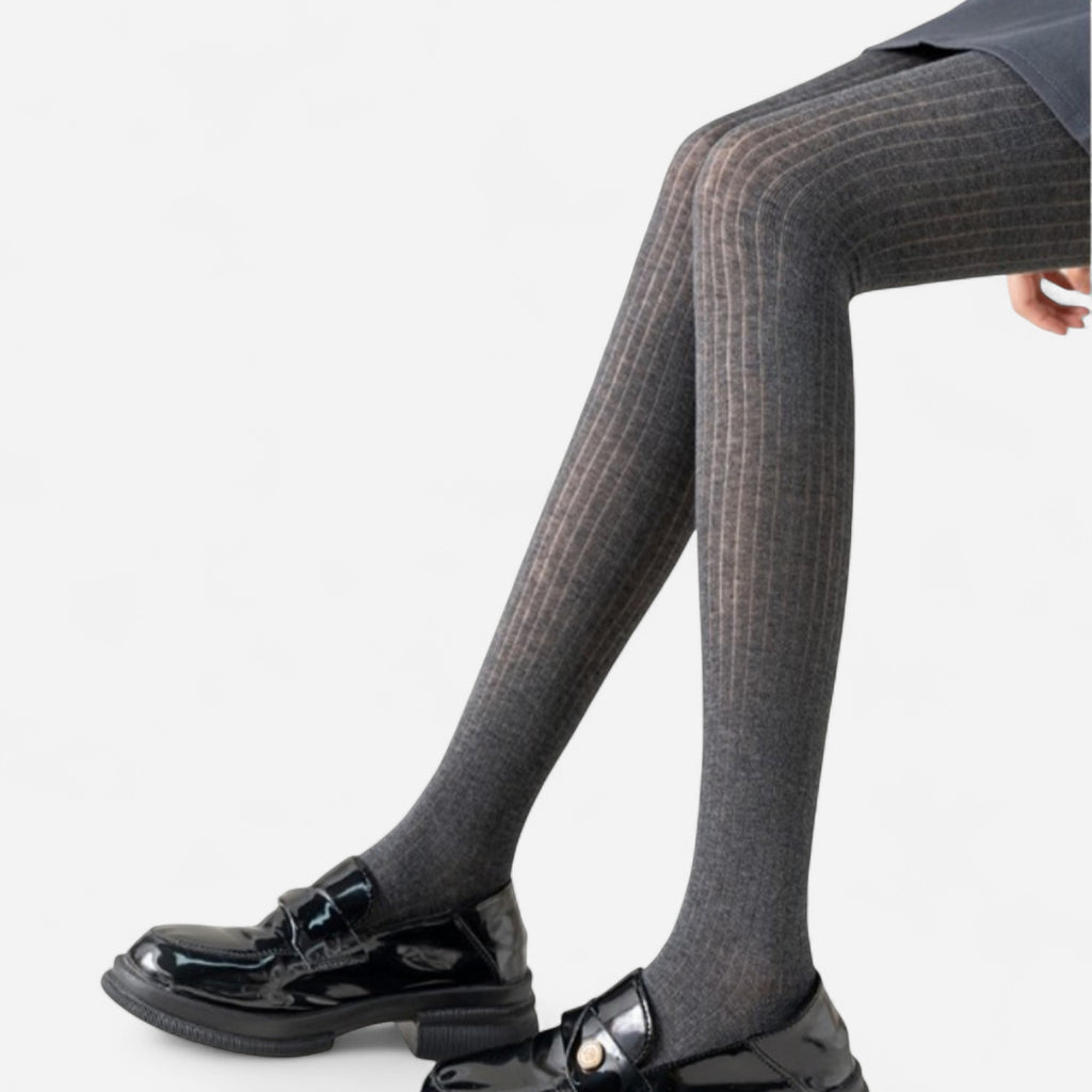 Anna-Kaci Women's Ribbed Knit Opaque Tights with Soft Stretch Fabric and Elastic Waistband