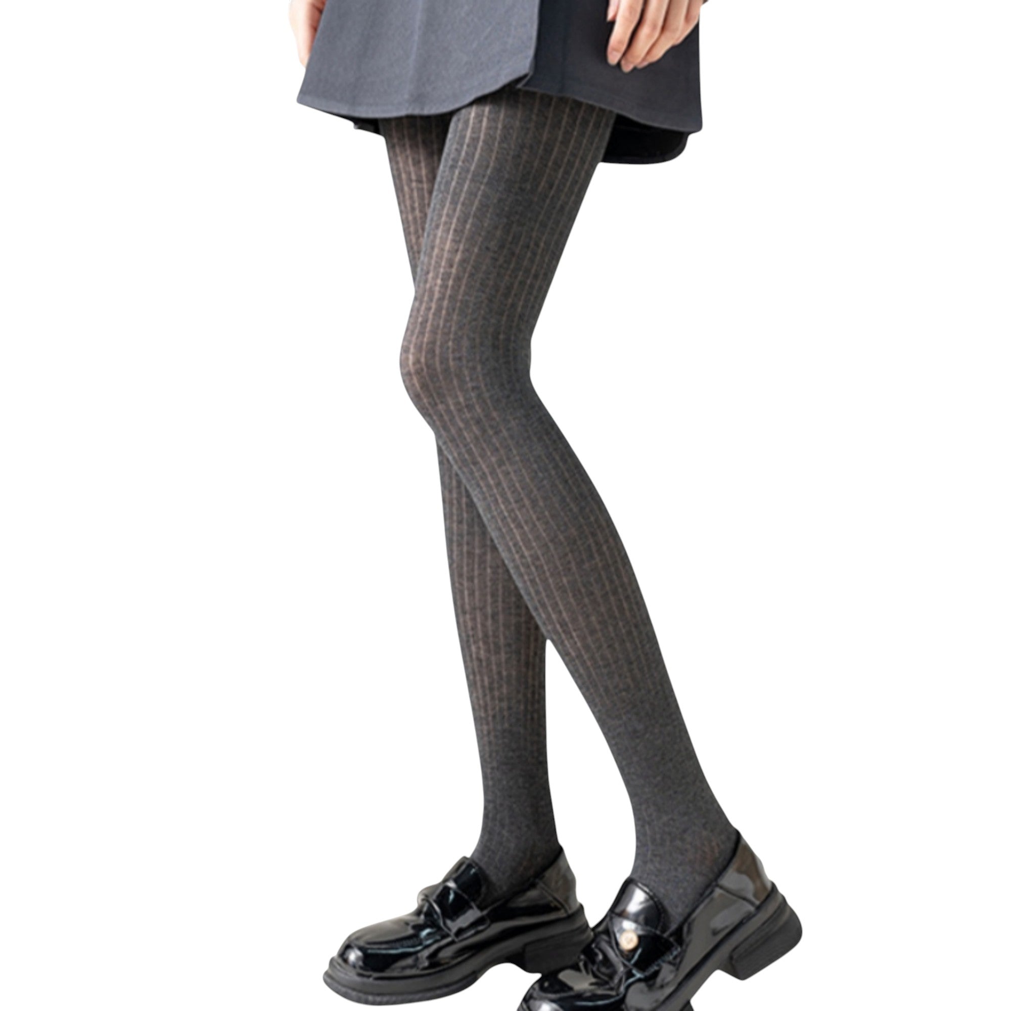 Anna-Kaci Women's Ribbed Knit Opaque Tights with Soft Stretch Fabric and Elastic Waistband