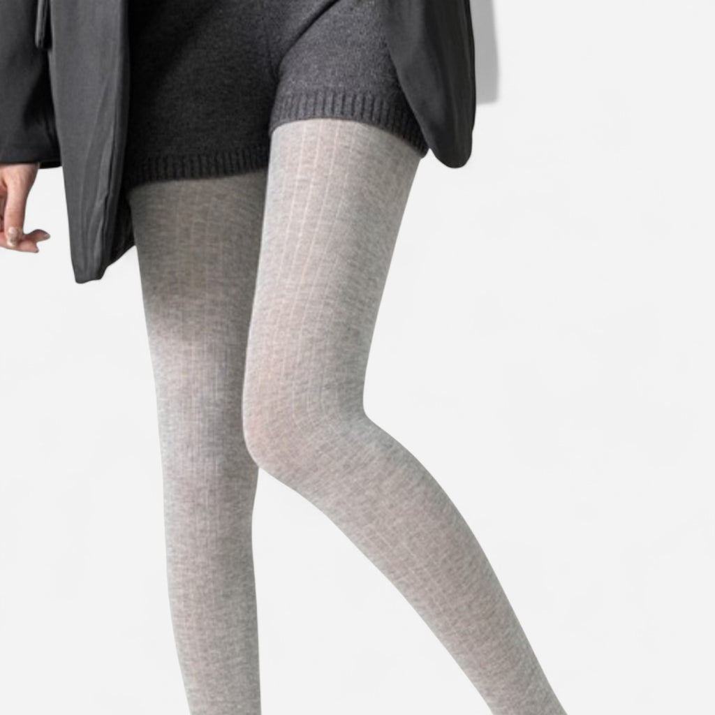 Anna-Kaci Women's Ribbed Knit Opaque Tights with Soft Stretch Fabric and Elastic Waistband