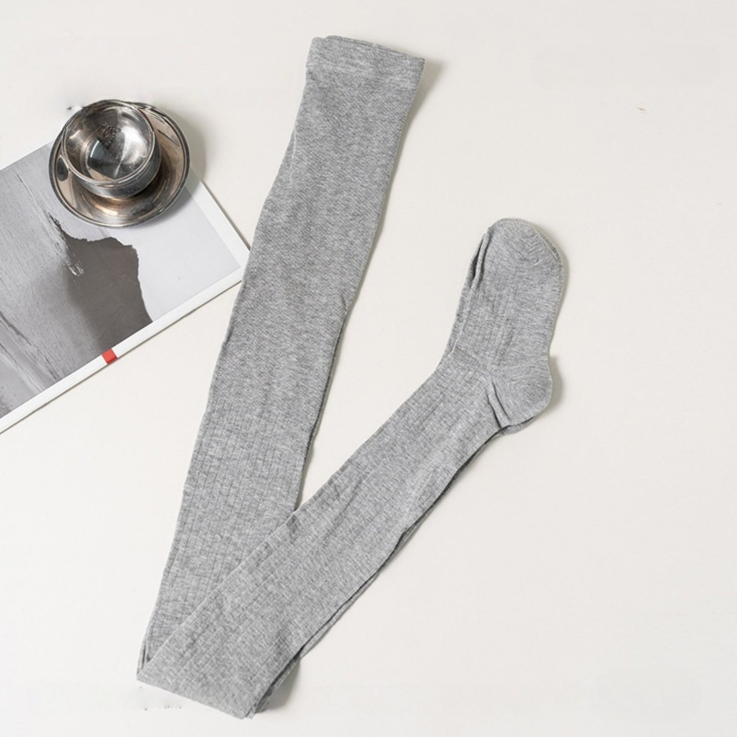 Anna-Kaci Women's Ribbed Knit Opaque Tights with Soft Stretch Fabric and Elastic Waistband