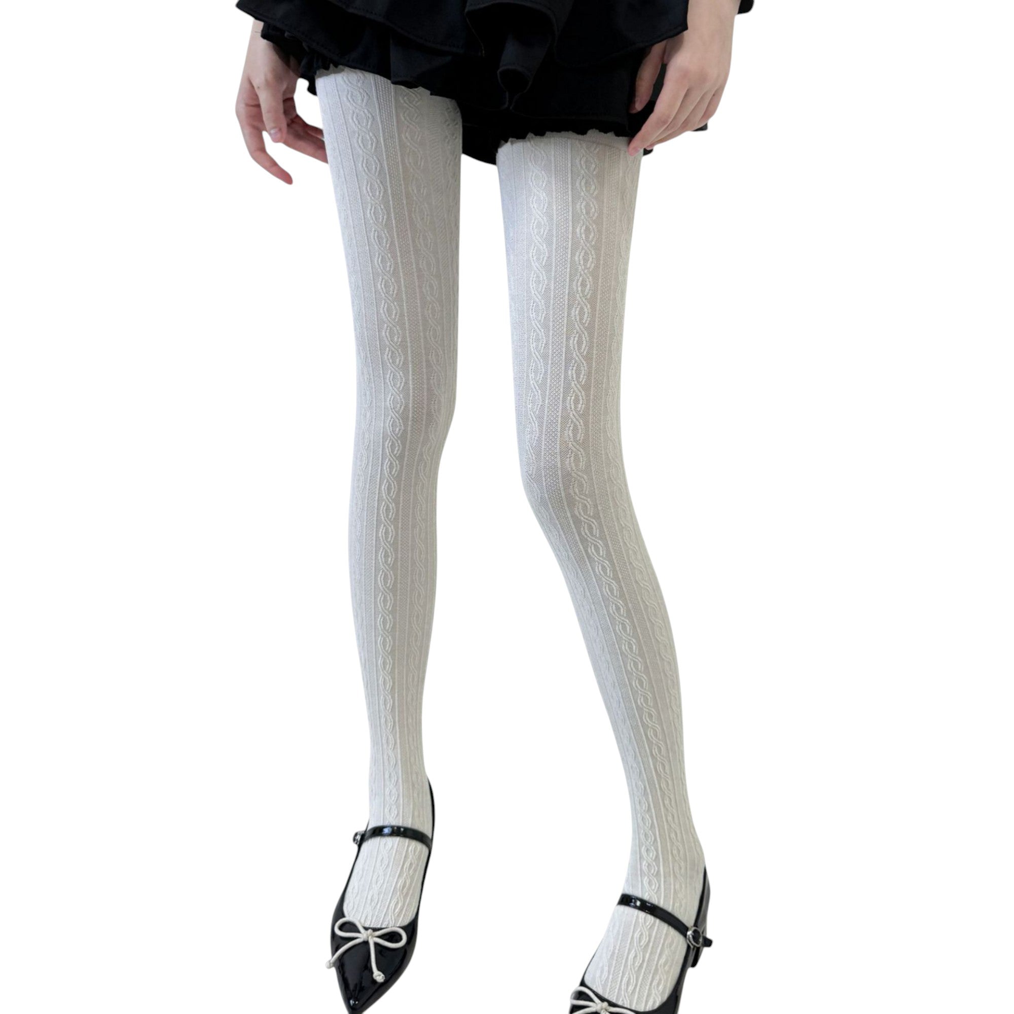 Anna-Kaci Women's Cable Knit Patterned Opaque Tights with Soft Stretch Fabric and Elastic Waistband
