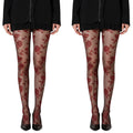 Anna-Kaci 2pcs Women's Sheer Floral Pattern Tights with Bold Rose Motif and Stretch Mesh Design