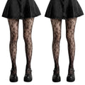 Anna-Kaci 2pcs Women's Floral Lace Pattern Tights with Sheer Mesh Texture and Stretch Fit