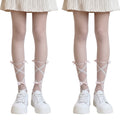 Anna-Kaci 2pcs Women's Sheer Tights with Crisscross Lace Ribbon and Bow Detail at Ankles