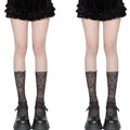Anna-Kaci 2pcs Women's Mid-Calf Lace Socks with Scalloped Edge and Intricate Floral Pattern