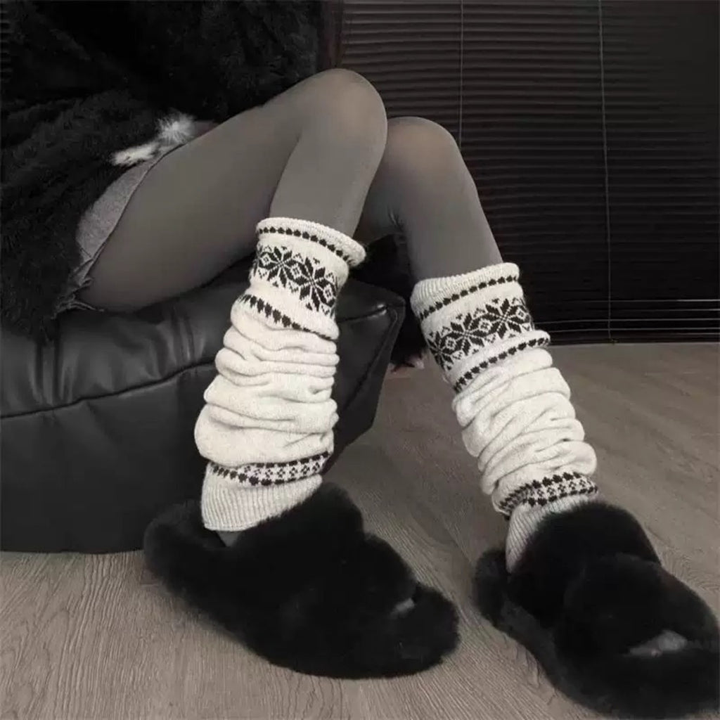 Anna-Kaci Women's Nordic Knit Pattern Leg Warmers with Ribbed Cuffs and Soft Stretch Fabric